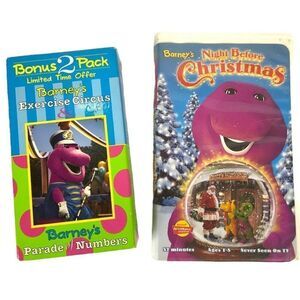 Barney VHS Lot of 3 Movies Exercise Numbers Christmas Preschool Early Learning